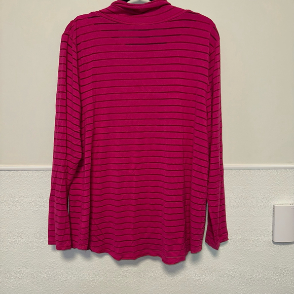 Women's Chelsea & Theodore Top XXL Pink Striped Cowl Neck Built in Undershirt - Picture 4 of 9